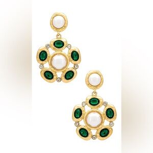 Revolve 8 Other Reasons Pearl And Stone Drop Earrings in Gold